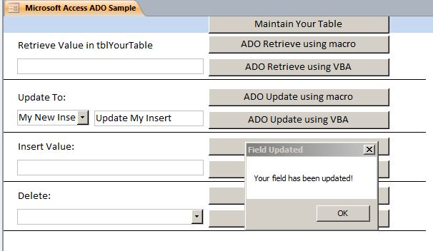 Microsoft Access Sample Code | How to use ADO | ActiveX Data Objects