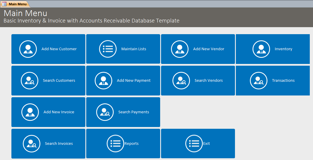 Basic Business Invoicing with Accounts Receivable Template Database | A/R Template