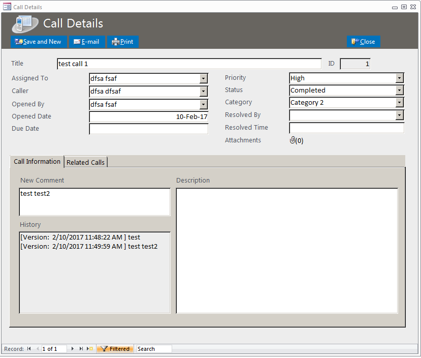 Call Tracker Database Template | Call Tracking Database