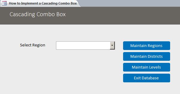 Microsoft Access Cascading Combo Database | Cascading Combo Example
