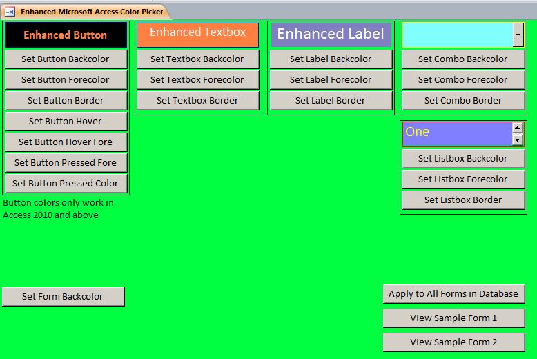 Microsoft Access Custom Global Form Color Setter System | Form Color Picker