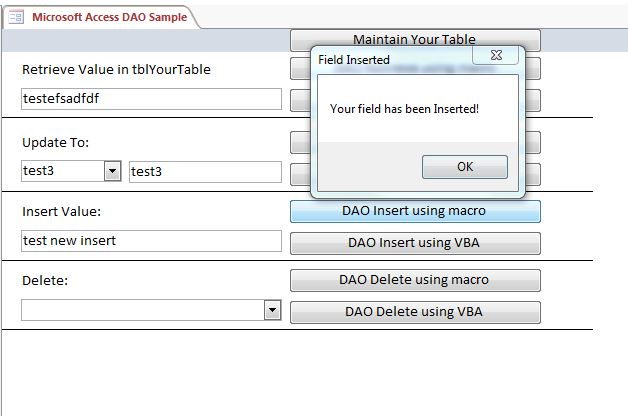 Microsoft Access Sample Code | Using DAO | Data Access Objects