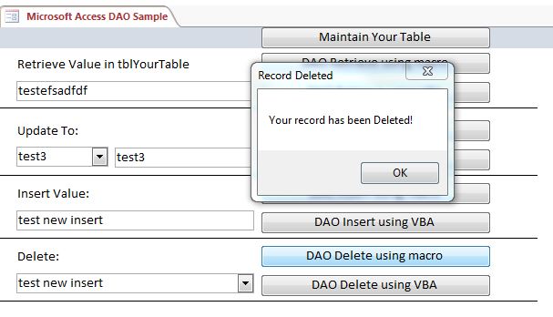 Microsoft Access Sample Code | Using DAO | Data Access Objects