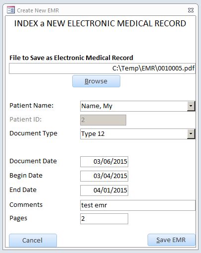Electronic Medical Record Database Template | EMR Database