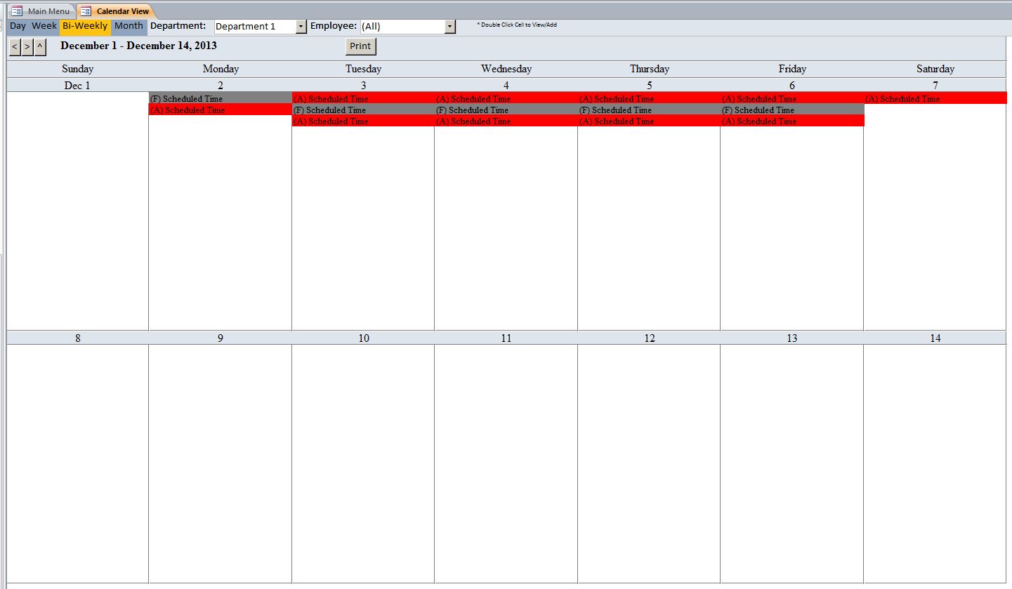 Employee Vacation Tracking Database Template Employee Vacation