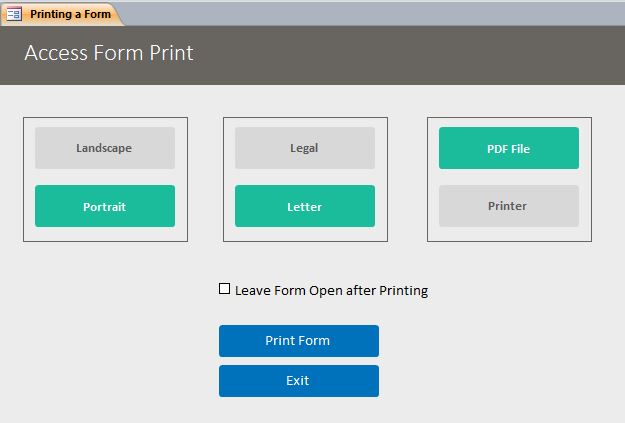 Microsoft Access Form To Printer Or PDF