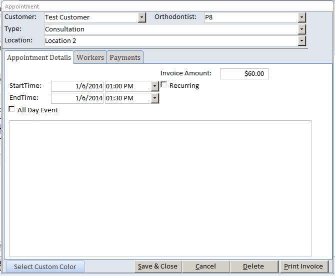 Orthodontist Appointment Tracking Template Outlook Style | Appointment Database