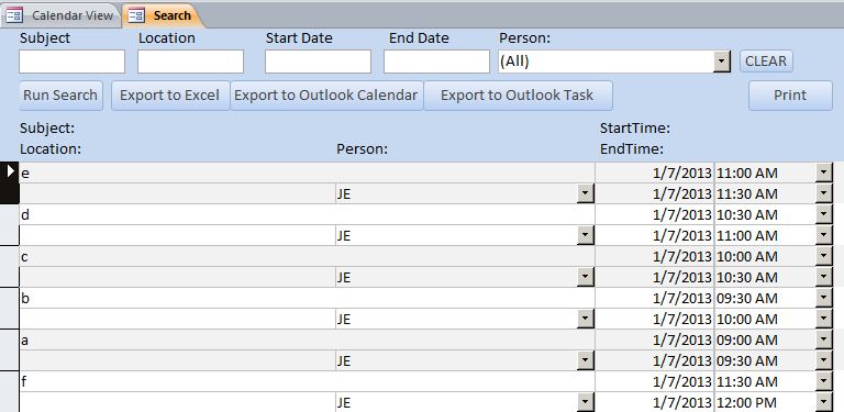 Student Advisor Appointment Tracking Template Outlook Style | Appointment Database