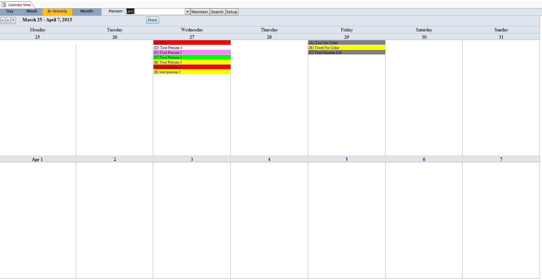 School Calendar Scheduling Template | Scheduling Database