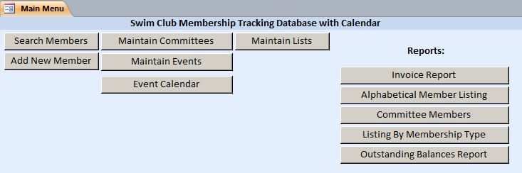 Swim Club Membership Tracking Template |  Tracking Database